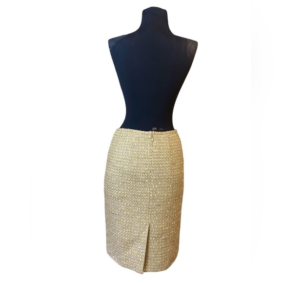 Vintage Calvin Klein Yellow Cream Tweed Pencil Skirt 2P - Picture 7 of 16